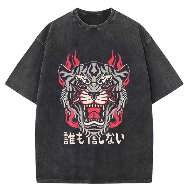 Tokyo-Tiger Japanese Tiger Fire Washed T-Shirt