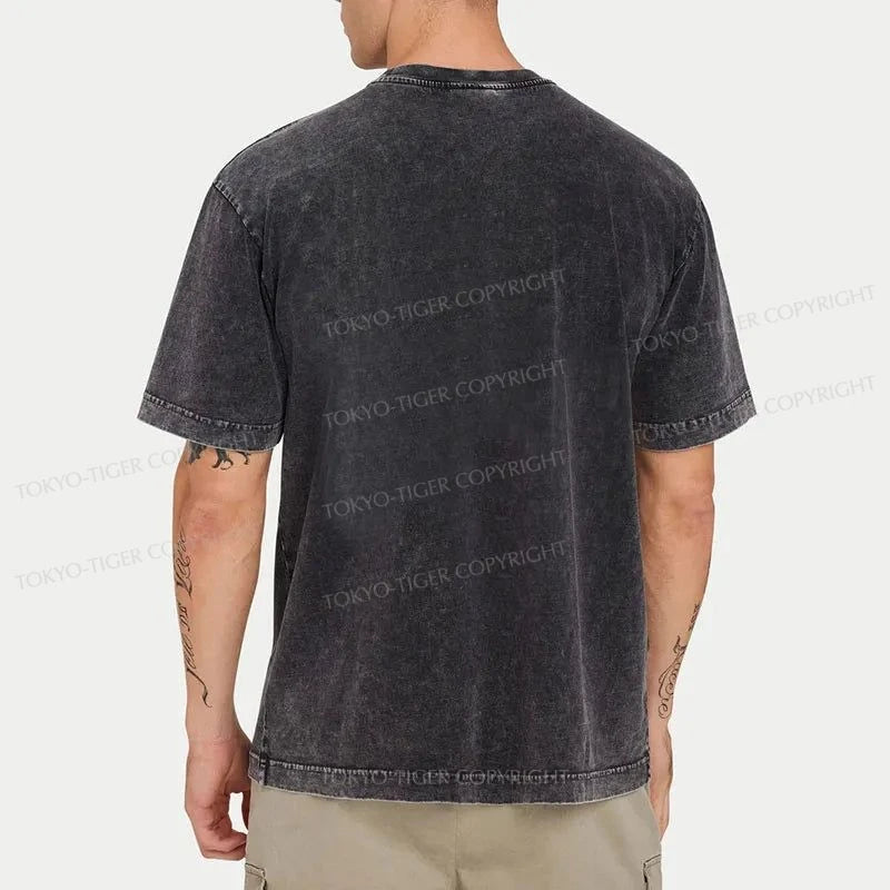 Tokyo-Tiger Japanese Shadow Samurai Washed T-Shirt