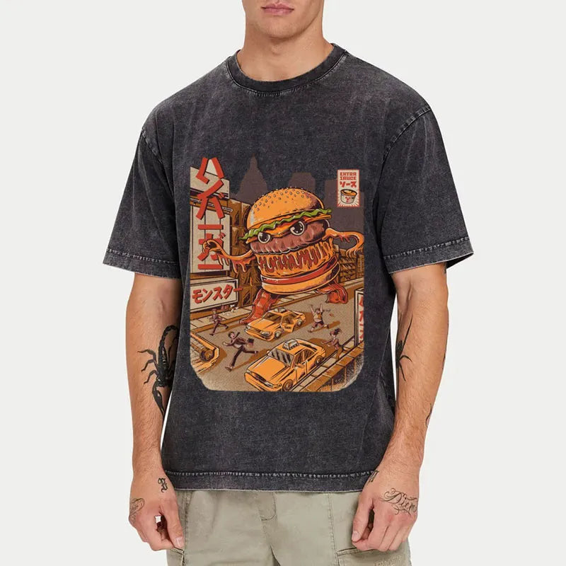 Tokyo-Tiger The Great Burger Kaiju Japanese Washed T-Shirt