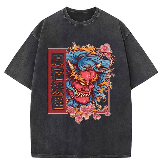 Tokyo-Tiger Japanese Harajuku Yokai Oni Monster Washed T-Shirt