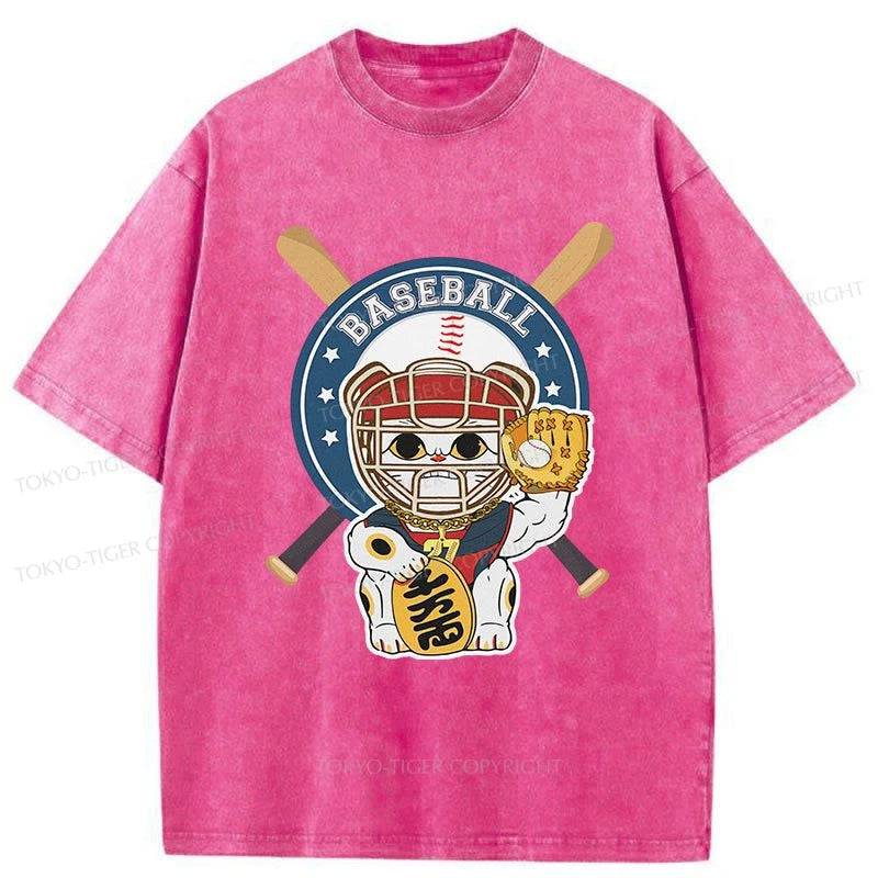 Tokyo-Tiger Janpaese Baseball Cat Washed T-Shirt