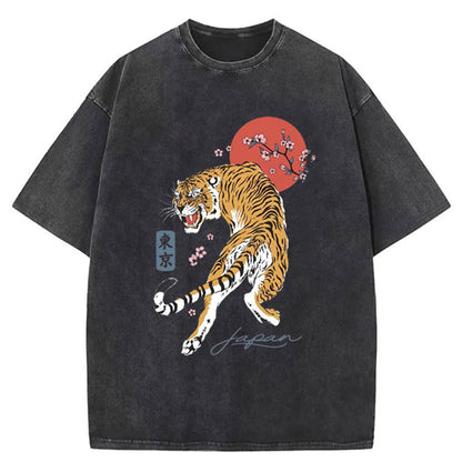 Tokyo-Tiger Tiger Blossom Japanese Washed T-Shirt