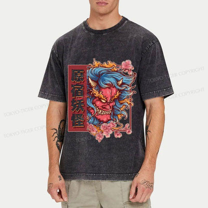 Tokyo-Tiger Japanese Harajuku Yokai Oni Monster Washed T-Shirt