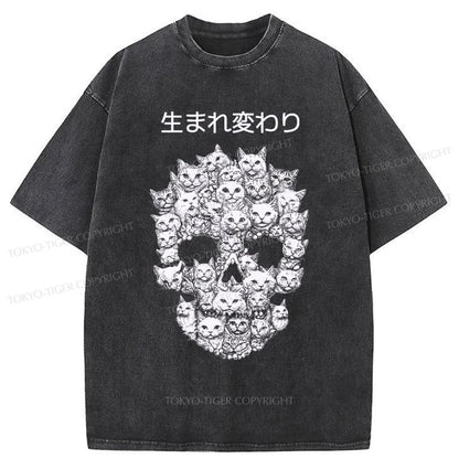 Tokyo-Tiger Cat Reincarnates Into Skeleton Washed T-Shirt