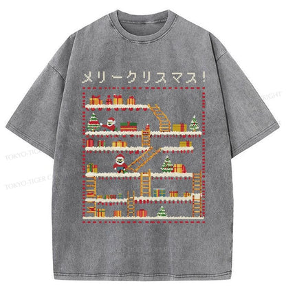 Tokyo-Tiger Santa Claus Climber Christmas Washed T-Shirt