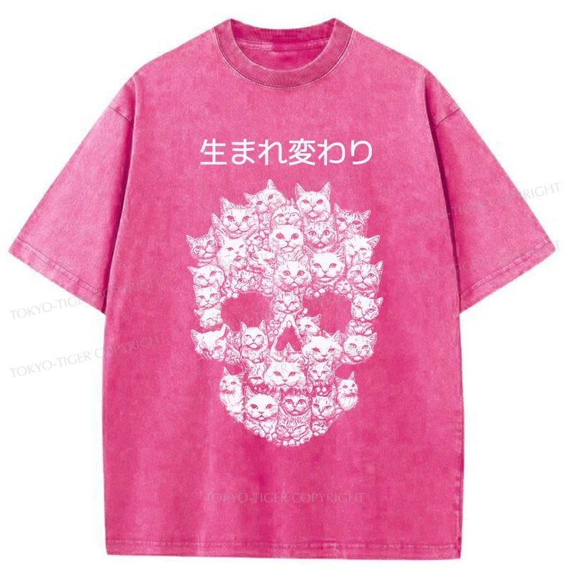 Tokyo-Tiger Cat Reincarnates Into Skeleton Washed T-Shirt