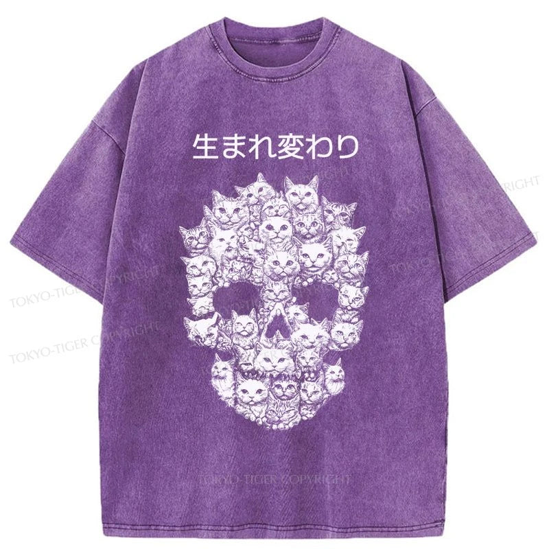 Tokyo-Tiger Cat Reincarnates Into Skeleton Washed T-Shirt