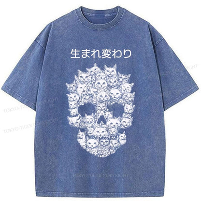 Tokyo-Tiger Cat Reincarnates Into Skeleton Washed T-Shirt