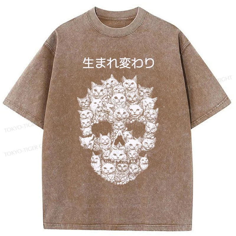 Tokyo-Tiger Cat Reincarnates Into Skeleton Washed T-Shirt