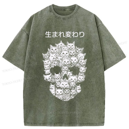 Tokyo-Tiger Cat Reincarnates Into Skeleton Washed T-Shirt