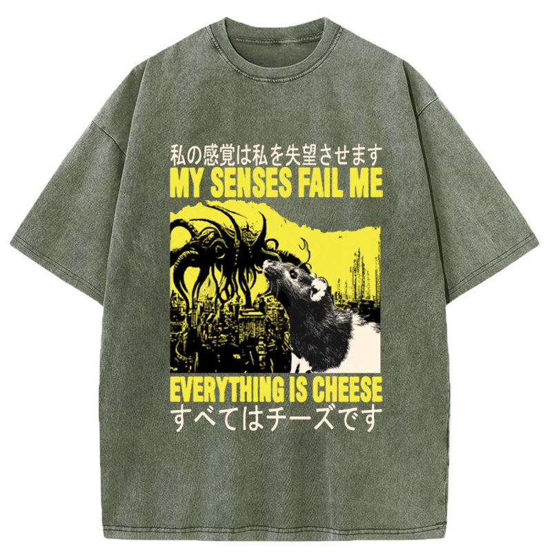 Tokyo-Tiger Everything is Cheese Rat Washed T-Shirt