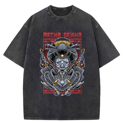 Tokyo-Tiger Mecha Geisha Japanese Washed T-Shirt