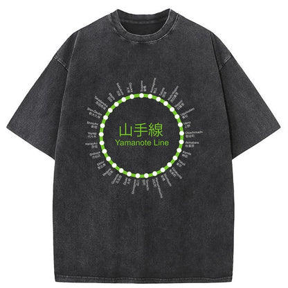Tokyo-Tiger Yamanote Line Stations Circle T-Shirt