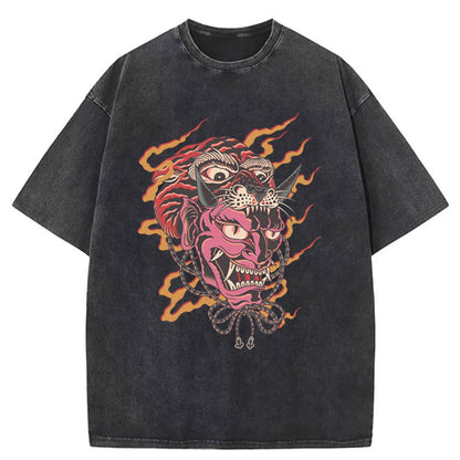 Tokyo-Tiger  Oni Tiger Fire Washed T-Shirt