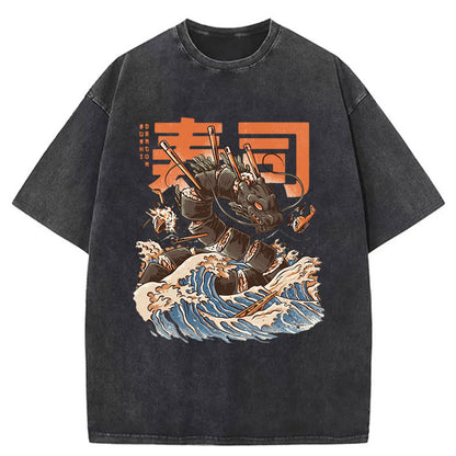 Tokyo-Tiger Great Sushi Dragon Washed T-Shirt