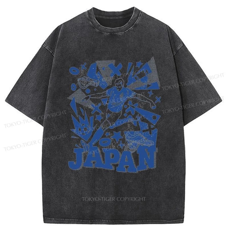 Tokyo-Tiger Japanese Football Retro Soccer Washed T-Shirt