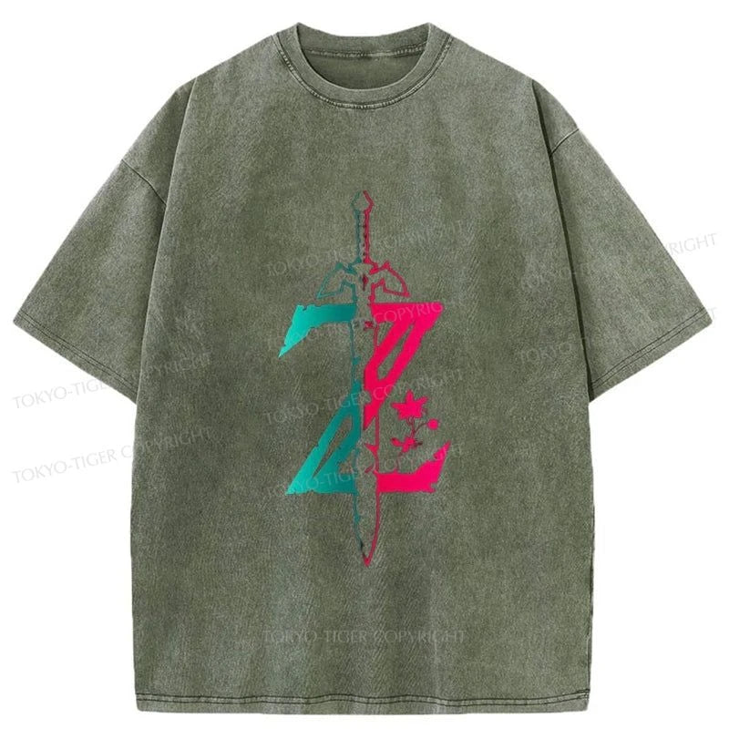 Tokyo-Tiger Magic Sword Anime Japanese Washed T-Shirt