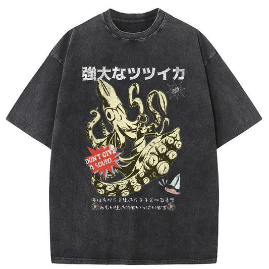 Tokyo-Tiger Squid Graphic Monster Japanese Washed T-Shirt