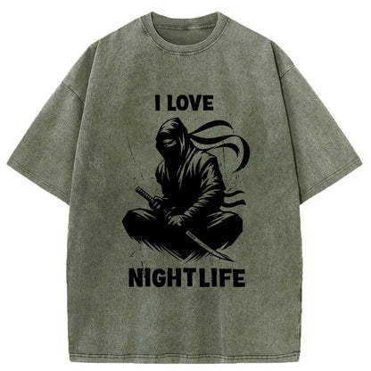 Tokyo-Tiger I Love Night Life Ninjas Washed T-Shirt