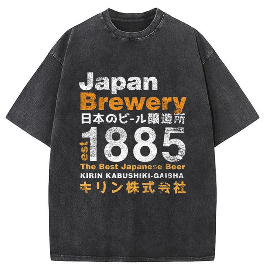Tokyo-Tiger Japan Brewery Kirin 1885 Washed T-Shirt