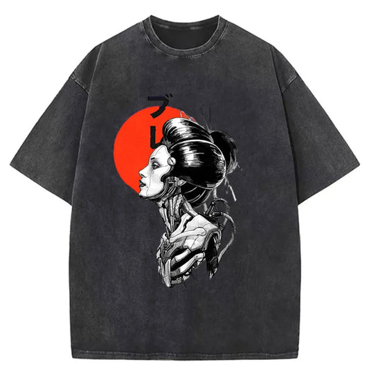 Tokyo-Tiger Vaporwave Japanese Kabuki Washed T-Shirt