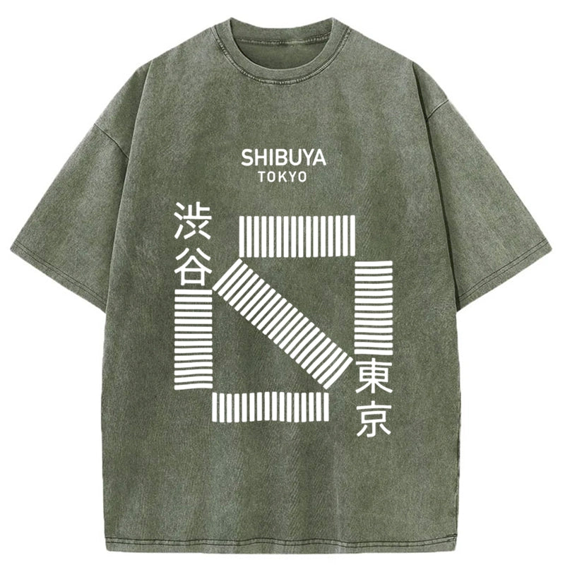 Tokyo-Tiger Japanese Shibuya Crossing Washed T-Shirt
