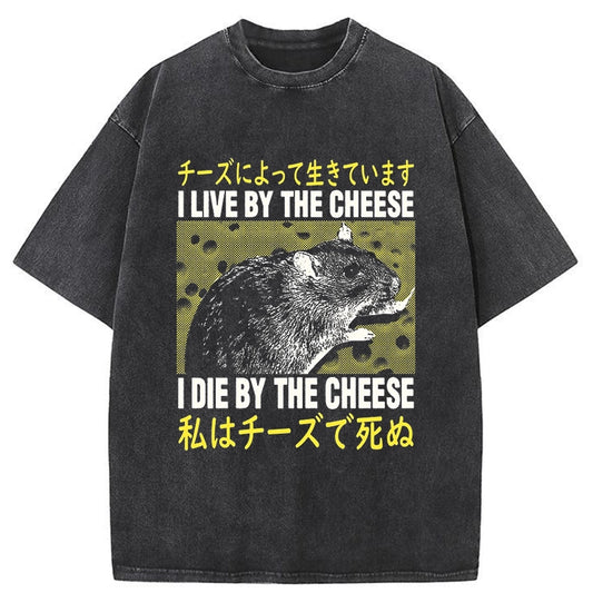 Tokyo-Tiger I Live By The Cheese Rat Japanese Washed T-Shirt