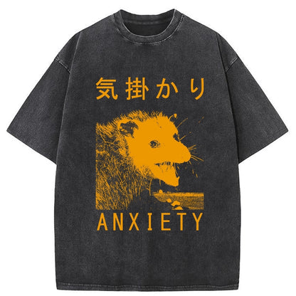 Tokyo-Tiger Anxiety Possum Japanese Washed T-Shirt