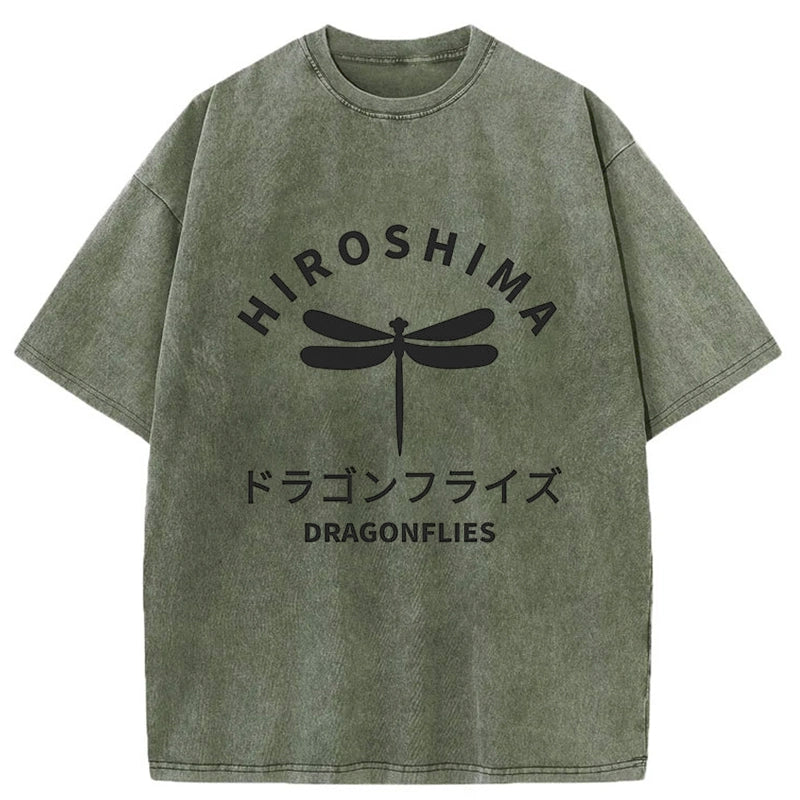 Tokyo-Tiger Hiroshima Dragonflies Washed T-Shirt