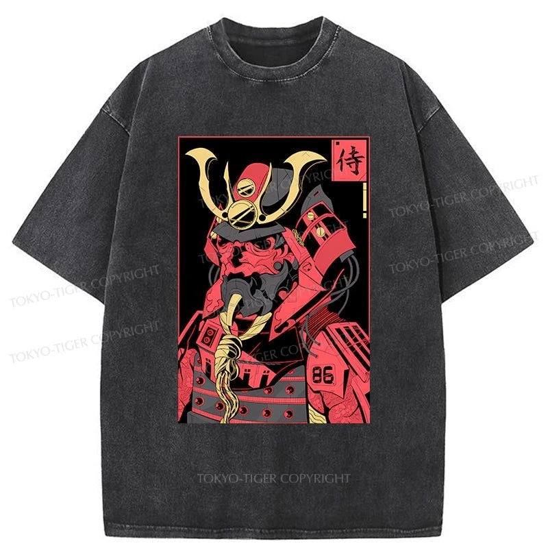 Tokyo-Tiger Samurai  Japanese Washed T-Shirt