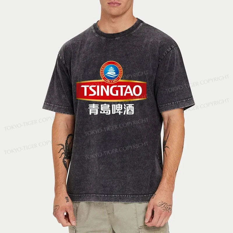 Tokyo-Tiger Qingdao Beer Logo Washed T-Shirt