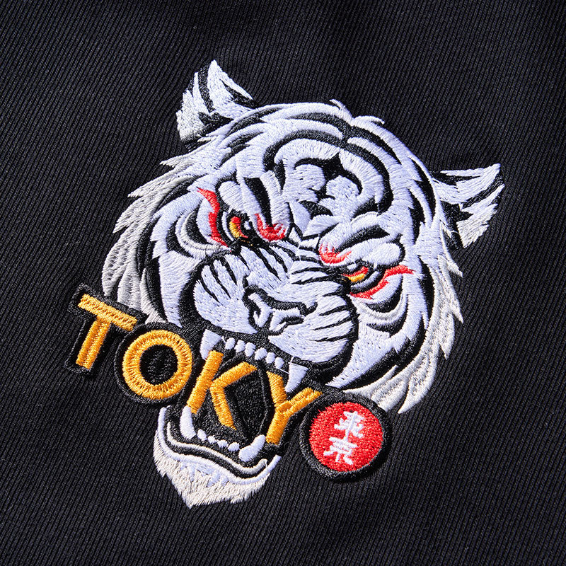 Tokyo-Tiger Forever Pumpkin Exhibition Japanese Embroidery Varsity Jacket