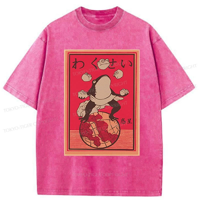 Tokyo-Tiger Wakusei Frog Funny Washed T-Shirt