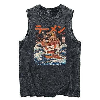 Tokyo-Tiger The Great Wave Ramen Yokai Cotton Wash Tank