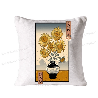 Tokyo-Tiger Sunflowers Ukiyo-e  Cushion Pillow