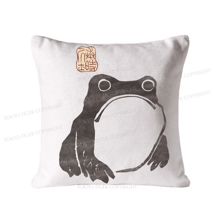 Tokyo-Tiger Matsumoto Hoji woodblock print frog Cushion Pillow