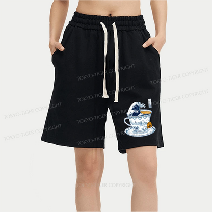 Tokyo-Tiger The Great Kanagawa Tea Wave Unisex Shorts