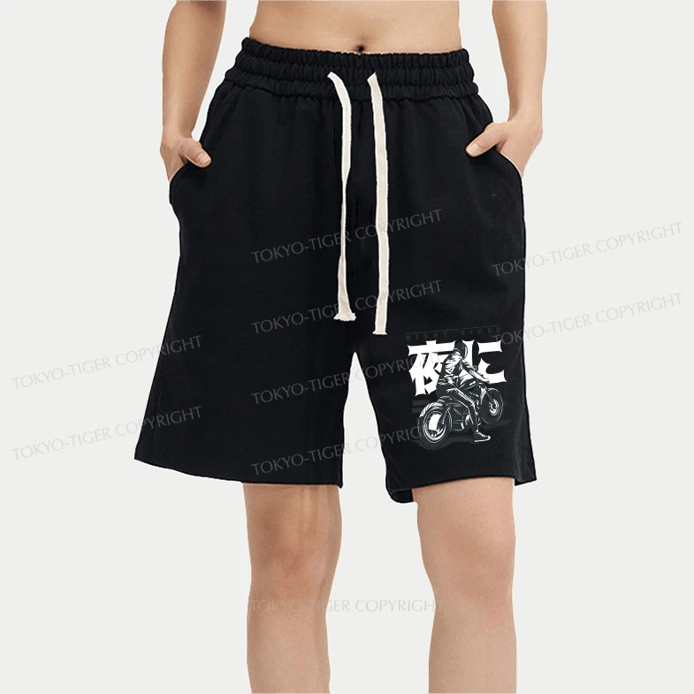 Tokyo-Tiger Motorcyclist Japanese Night Rider Unisex Shorts