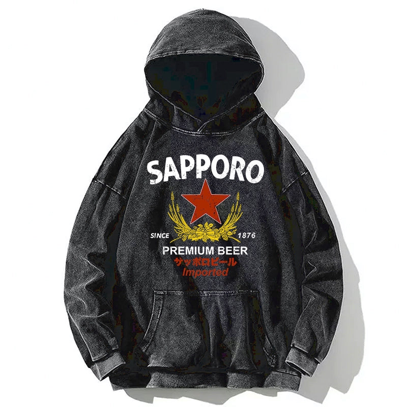 Tokyo-Tiger Sapporo Beer Essential Washed Hoodie