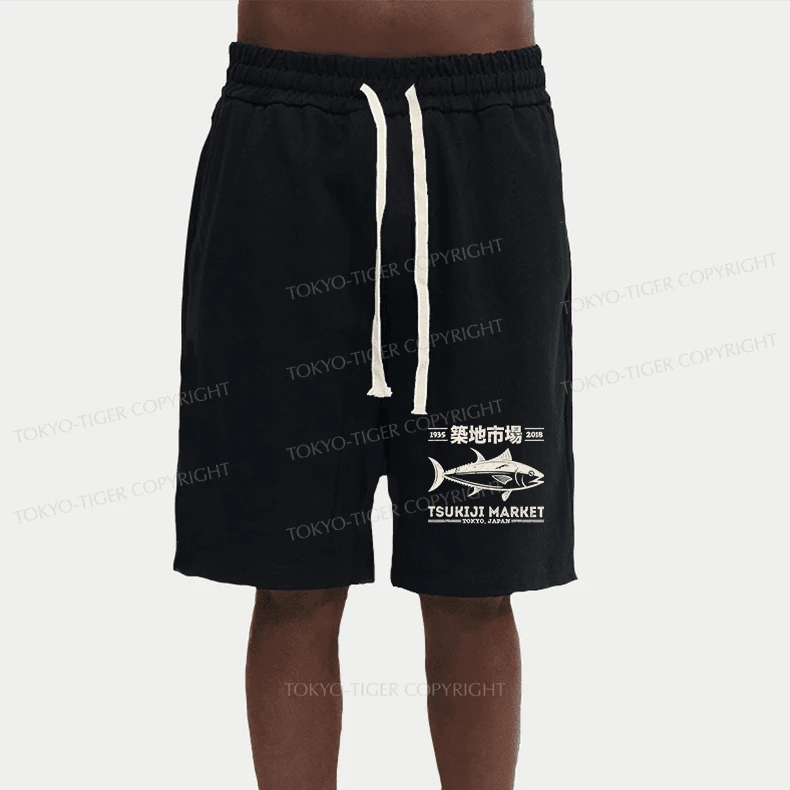 Tokyo-Tiger Retro Tsukiji Fish Market Streetwear Tokyo Unisex Shorts