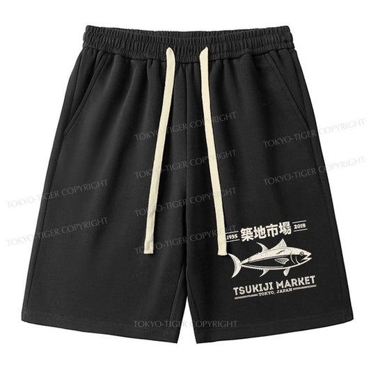 Tokyo-Tiger Retro Tsukiji Fish Market Streetwear Tokyo Unisex Shorts