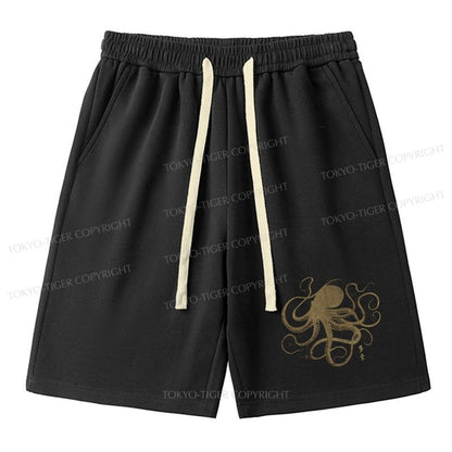 Tokyo-Tiger Octopus Japanese Gold Print Tattoo Unisex Shorts