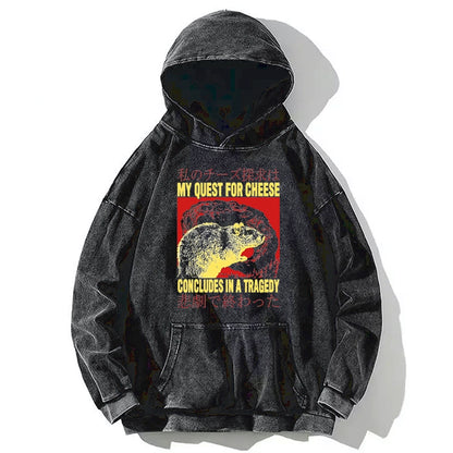 Tokyo-Tiger My Quest For Cheese Rat Japanese Washed Hoodie