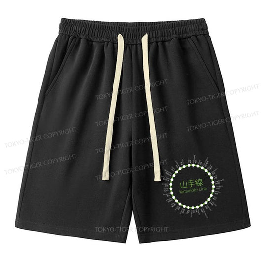 Tokyo-Tiger Yamanote Line Stations Circle Unisex Shorts