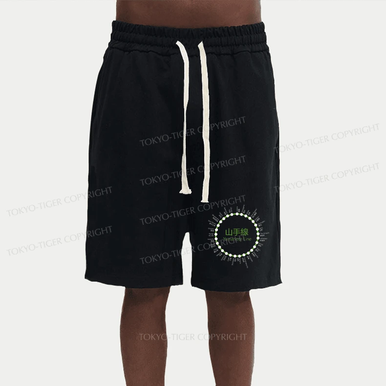 Tokyo-Tiger Yamanote Line Stations Circle Unisex Shorts