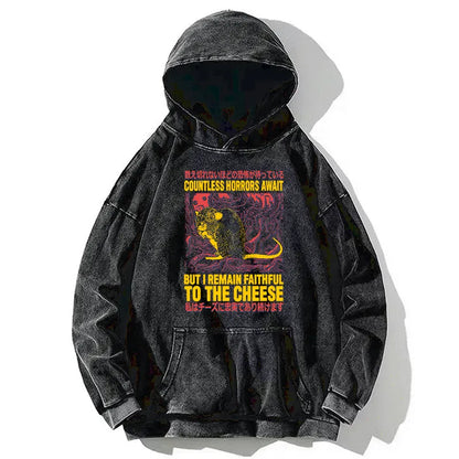 Tokyo-Tiger Faithful To The Cheese Japanese Horror Rat Washed Hoodie