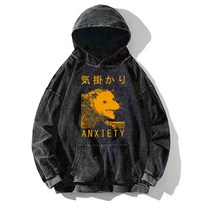 Tokyo-Tiger Anxiety Possum Japanese Washed Hoodie