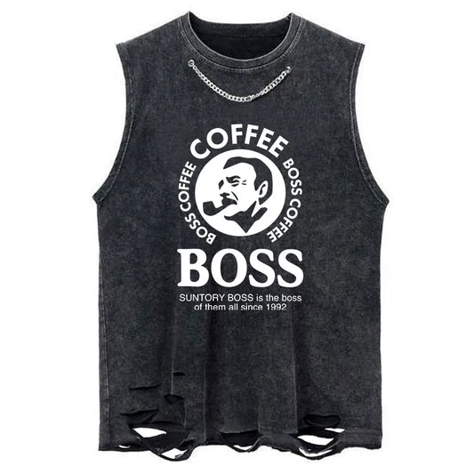 Tokyo-Tiger Boss Is The Boss Of Them All Chain Link Washed Tank