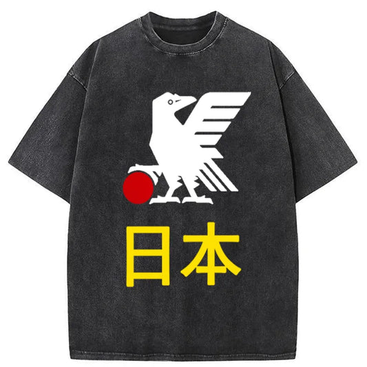Tokyo-Tiger Japanese Eagle And Sun Washed T-Shirt