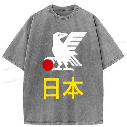 Tokyo-Tiger Japanese Eagle And Sun Washed T-Shirt